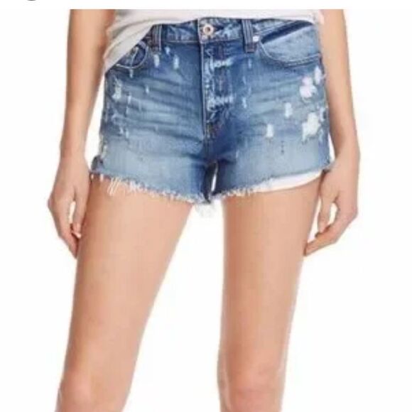Pistola Blue Distressed Jean Shorts Raw Hem Size 26 - Picture 1 of 12